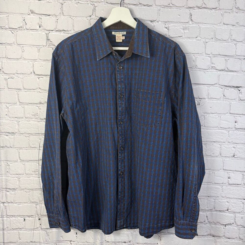 Carbon 2 Cobalt Blue Brown Checked Cotton Button down Size XL
